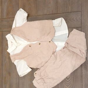 H&M Toddler Beige Linen Formal Set
